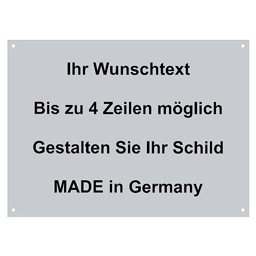 Hinweis Schild mit Wunschtext und Gravur aus Kunststoff - Personalisiertes Schild in verschiedenen Größen - 3 Farben zur Auswahl
