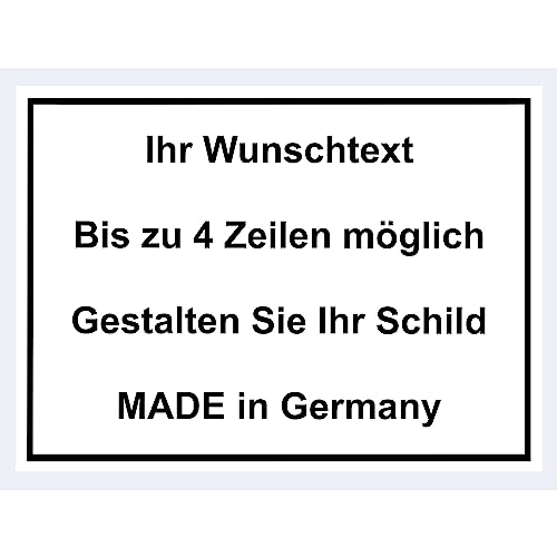 Hinweis Schild mit Wunschtext und Gravur aus Kunststoff - Rahmen - Personalisiertes Schild in verschiedenen Größen - 7 Farben zur Auswahl