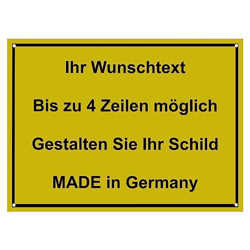 Hinweis Schild mit Wunschtext und Gravur aus Kunststoff - Rahmen - Personalisiertes Schild in verschiedenen Größen - 7 Farben zur Auswahl