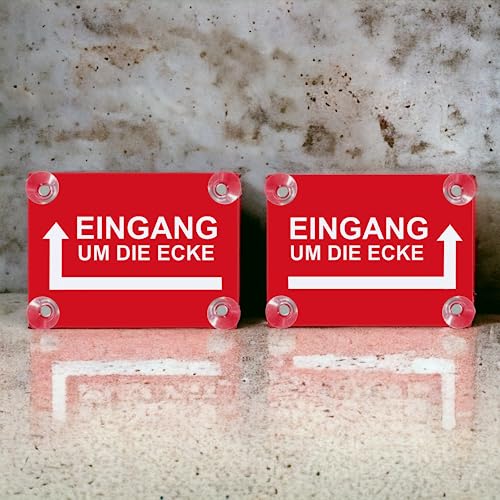 Saugnapfschild Eingang um die Ecke 200x150mm