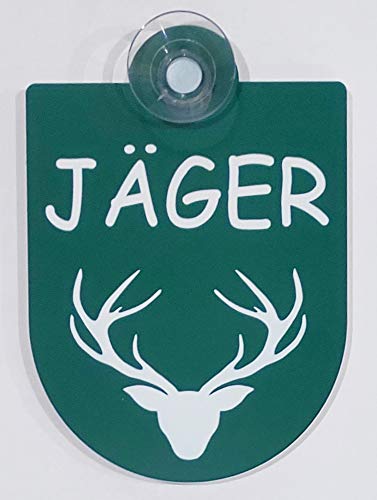 Hinweis Schild Saugnapfschild Forst Jagd Angler Jäger Gravur Grün Kunststoff 90x125mm