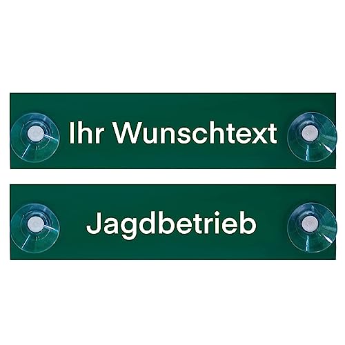 Hinweis Schild Saugnapfschild Landwirtschaft, Forstbetrieb, Jagdbetrieb, Hundeführer, Forstwirtschaft Grün 200x50 mm