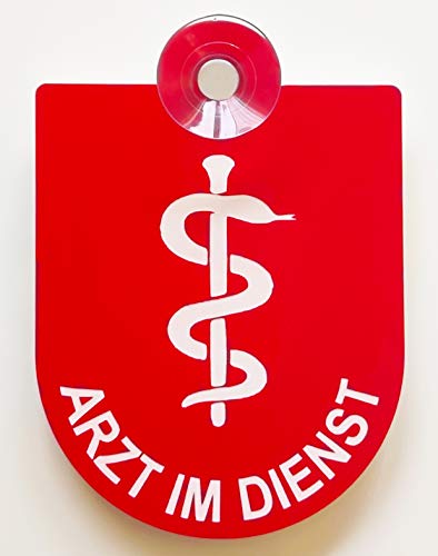 Hinweis Schild Saugnapfschild Wunschtext, Arzt, Notarzt, Therapeut Gravur Rot Kunststoff 90x125mm (IHR WUNSCHTEXT)…