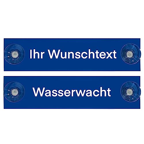 Hinweis Schild Saugnapfschild Wunschtext, THW, Wasserwacht Blau 200x50 mm…