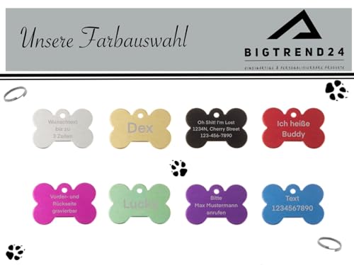 Personalisierte Hundemarke Herz oder Knochen, gravierbare Haustiermarke aus Aluminium, beidseitig beschriftbar