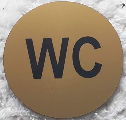 Toiletten WC Schild Selbstklebend Türschild Hinweisschild Toilette Klo Gravur 3 Farben Rund