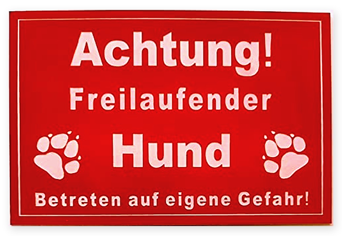 Warnschild Achtung Freilaufender Hund