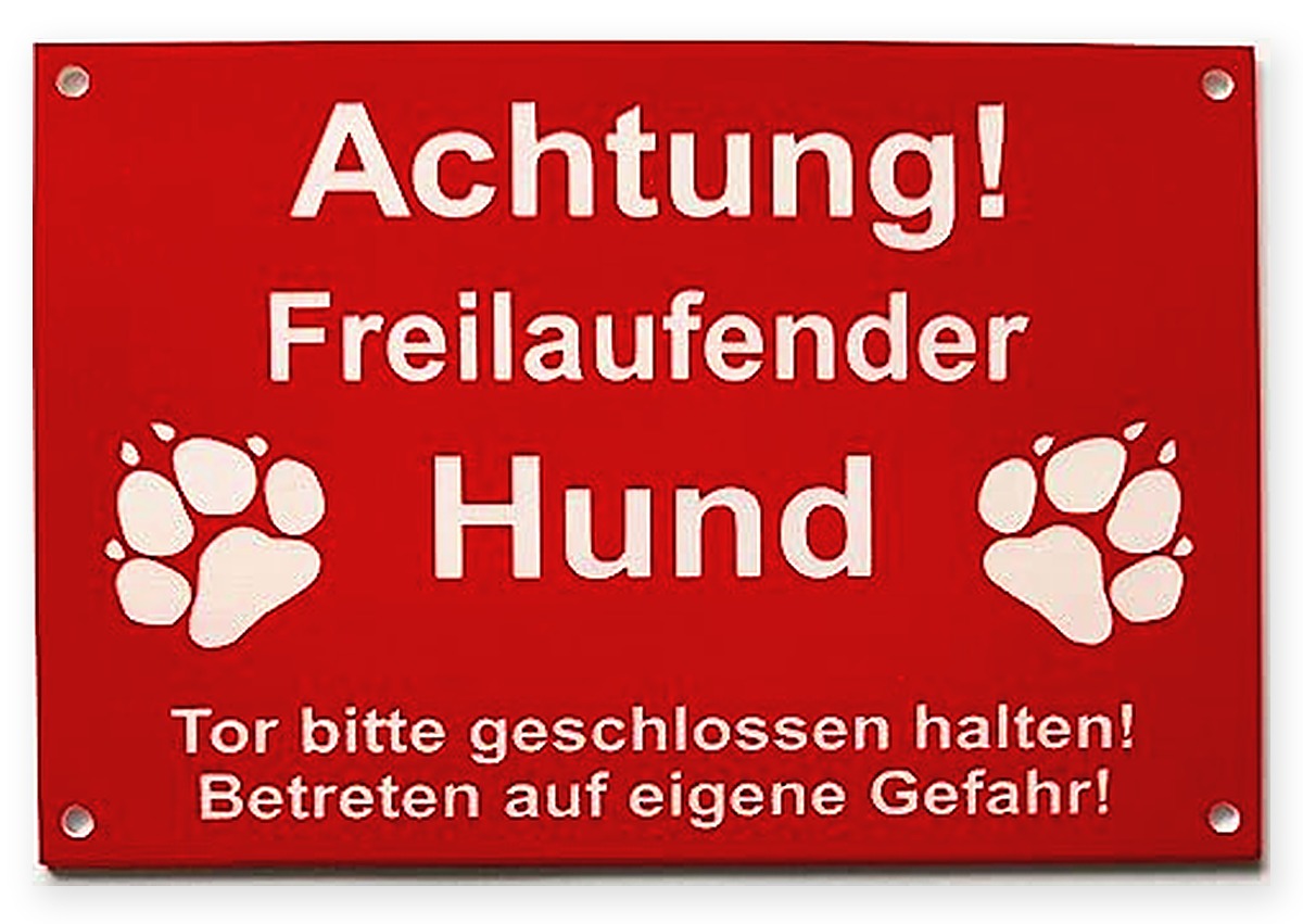 Warnschild Achtung Freilaufender Hund