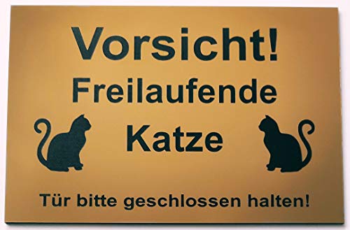 Warnschild Freilaufende Katze Figur