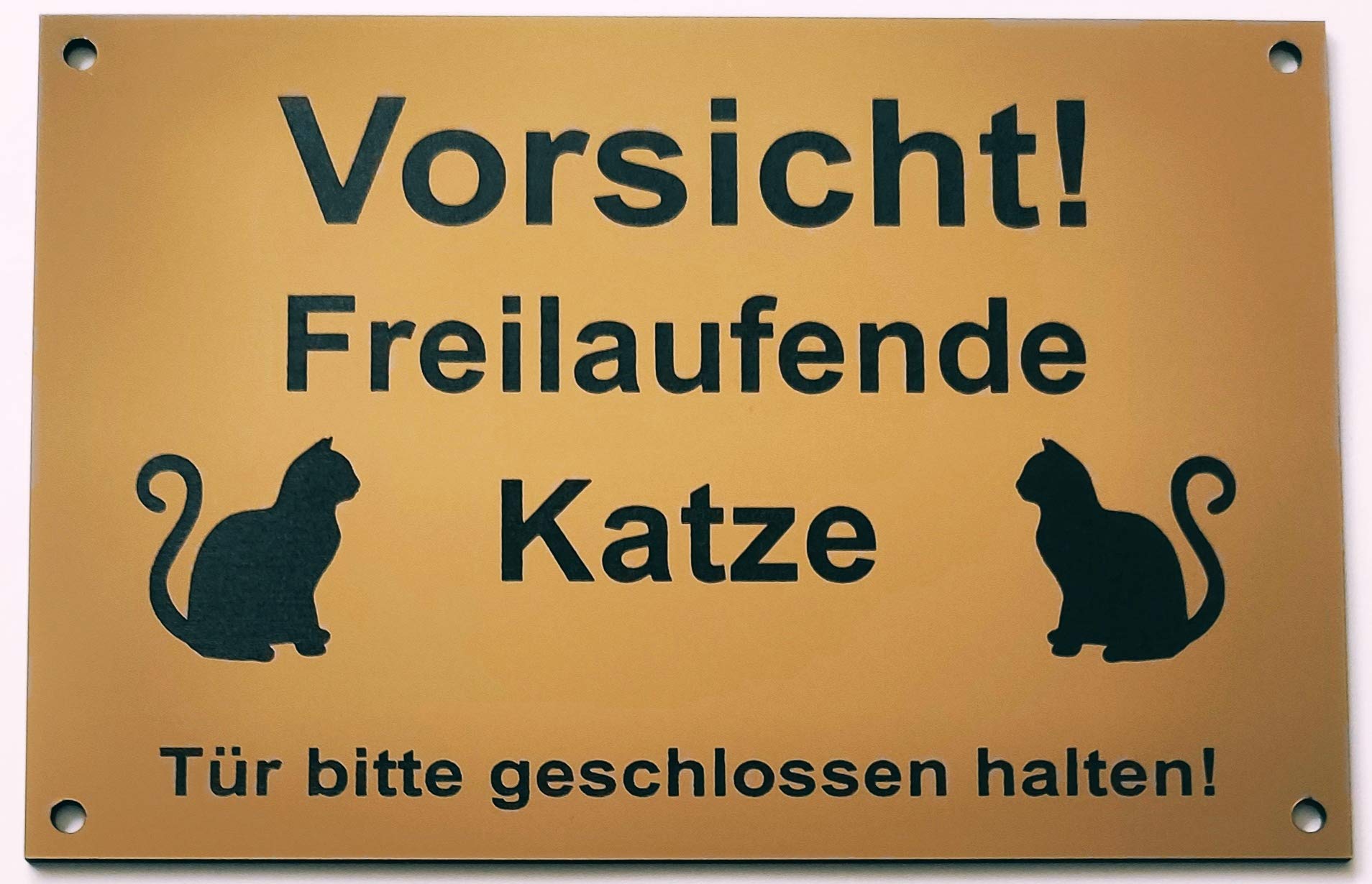 Warnschild Freilaufende Katze Figur