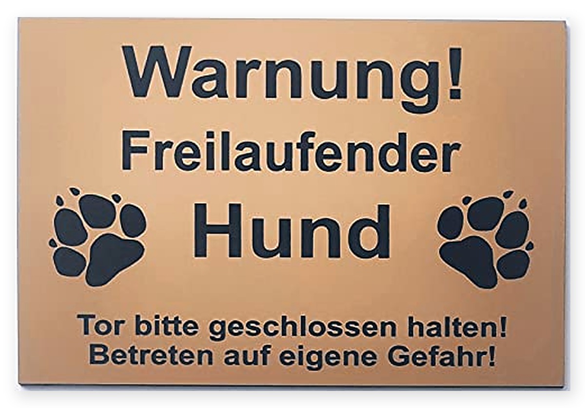 Warnschild Warnung Freilaufender Hund, Tor geschlossen, Betreten verboten