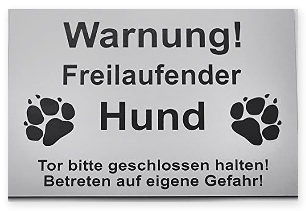 Warnschild Warnung Freilaufender Hund, Tor geschlossen, Betreten verboten