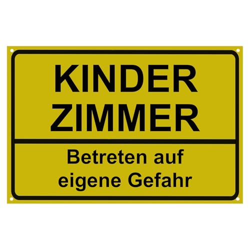 Gelbes Kinderzimmer-Schild, Lustige Deko, Geschenk für Feiern, 'Betreten auf eigene Gefahr'