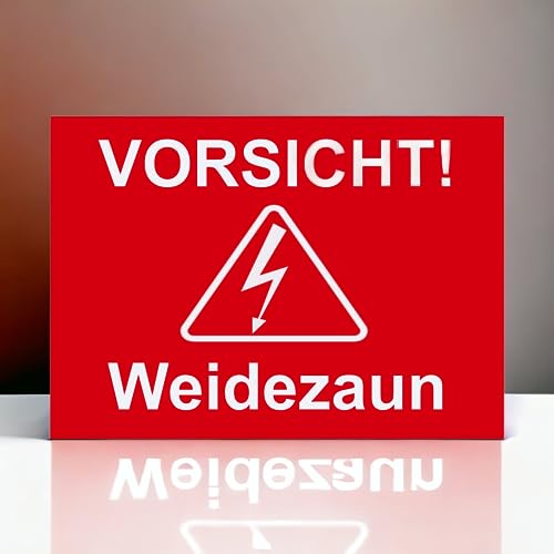 Hinweis Schild Vorsicht Weidezaun Warnschild aus Kunststoff - Graviertes Schild in verschiedenen Größen