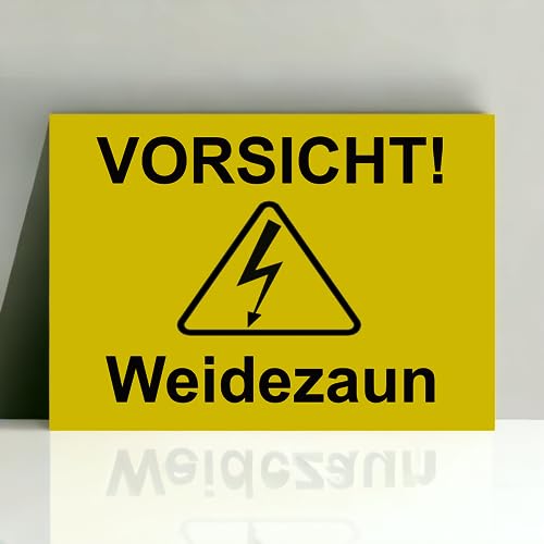 Hinweis Schild Vorsicht Weidezaun Warnschild aus Kunststoff - Graviertes Schild in verschiedenen Größen