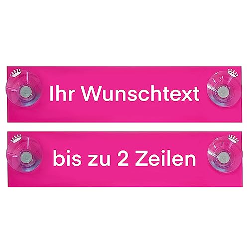 Hinweis Schild Saugnapfschild Wunschtext Gravur Pink Kunststoff 200x50mm