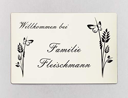 Klingelschild Türschild Blumen Namensschild Individuell Gravur Selbstklebend