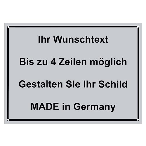 Hinweis Schild mit Wunschtext und Gravur aus Kunststoff - Rahmen - Personalisiertes Schild in verschiedenen Größen - 3 Farben zur Auswahl