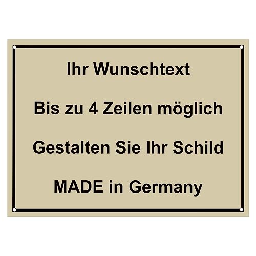 Hinweis Schild mit Wunschtext und Gravur aus Kunststoff - Rahmen - Personalisiertes Schild in verschiedenen Größen - 3 Farben zur Auswahl