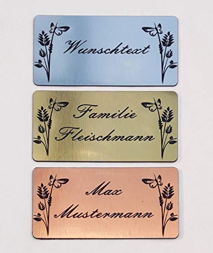 Klingelschild Türschild Blumen Motiv Briefkastenschild Namensschild Gravur Selbstklebend Wetterfest