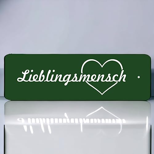 Schlüsselanhänger mit Gravur - Lieblingsmensch - Herz mit Spruch - Kunststoff in 10 verschiedenen Farben - 80x25mm